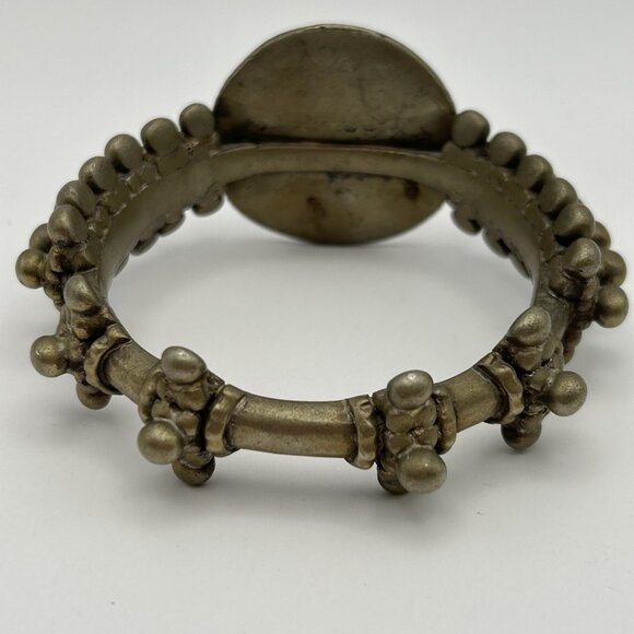 Vintage Brass Yemeni Cuff Bracelet Sunburst Heavy 7.3 oz 2.5” Interior Diameter - Picture 5 of 12